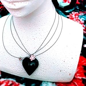 90s black heart gothic necklace